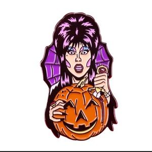 Elvira Halloween Pumpkin Enamel Pin